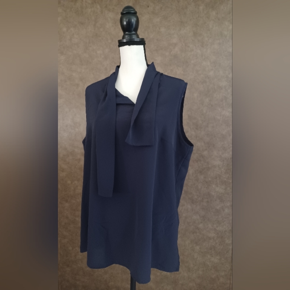 Women's Navy Blue Business Casual Tank Top Short Size By